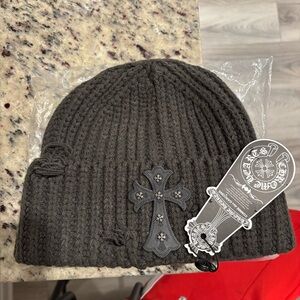 Chrome Hearts Dark Knit Beanie with Cross